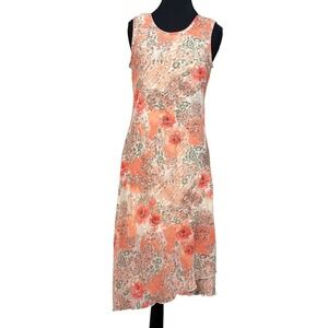 Y2K Floral Feminine Maxi Dress Womens Sz-8 Orange Sequin Asymmetrical Boho Fairy